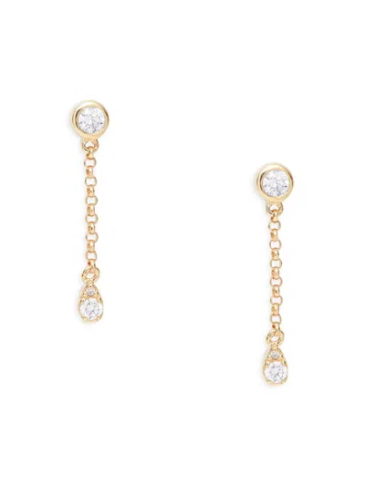 Saks Fifth Avenue Women's 14k Yellow Gold & 0.15 Tcw Diamond Drop Earrings