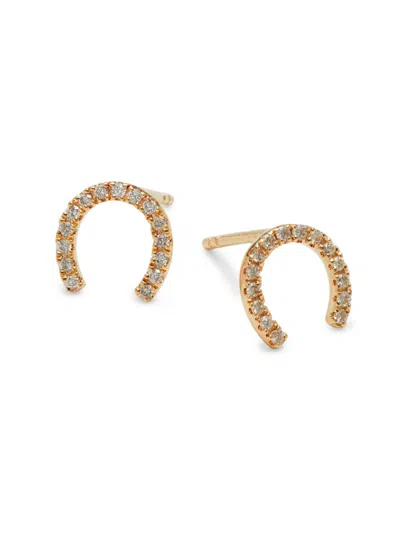 Saks Fifth Avenue Women's 14k Yellow Gold & 0.15 Tcw Diamond Horseshoe Stud Earrings