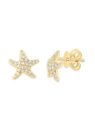 Saks Fifth Avenue Women's 14k Yellow Gold & 0.15 Tcw Diamond Star Stud Earrings