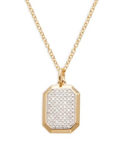 Saks Fifth Avenue Women's 14k Yellow Gold & 0.15 Tcw Pavé Diamond Dog Tag Necklace