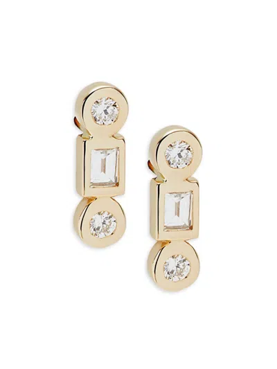 Saks Fifth Avenue Women's 14k Yellow Gold & 0.155 Tcw Diamond Baguette Drop Earrings
