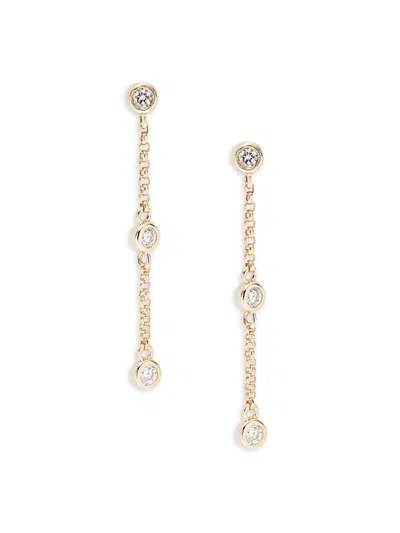 Saks Fifth Avenue Women's 14k Yellow Gold & 0.159 Tcw Diamond Drop Earrings