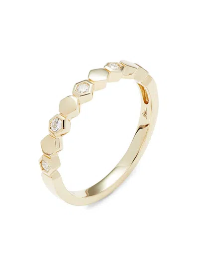 Saks Fifth Avenue Women's 14k Yellow Gold & 0.16 Tcw Diamond Hexagon Ring
