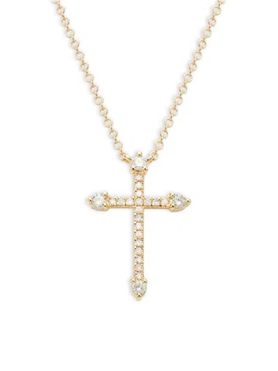 Saks Fifth Avenue Women's 14k Yellow Gold & 0.17 Tcw Diamond Cross Pendant Necklace/18"