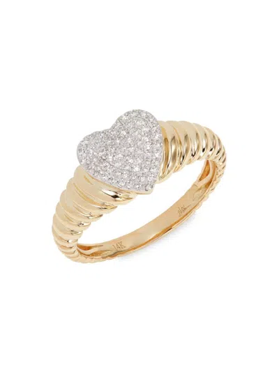 Saks Fifth Avenue Women's 14k Yellow Gold & 0.17 Tcw Diamond Heart Ring