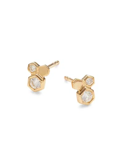 Saks Fifth Avenue Women's 14k Yellow Gold & 0.17 Tcw Diamond Hexagon Stud Earrings