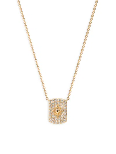 Saks Fifth Avenue Women's 14k Yellow Gold & 0.17 Tcw Diamond Starburst Dog Tag Necklace