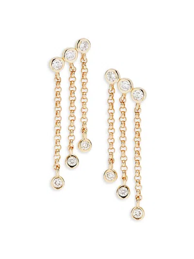 Saks Fifth Avenue Women's 14k Yellow Gold & 0.172 Tcw Diamond Drop Earrings