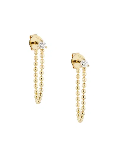 Saks Fifth Avenue Women's 14k Yellow Gold & 0.18 Tcw Diamond Chain Drop Earrings