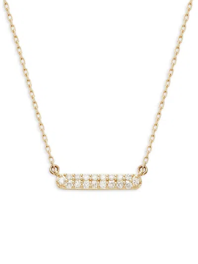Saks Fifth Avenue Women's 14k Yellow Gold & 0.18 Tcw Diamond Cluster Bar Necklace