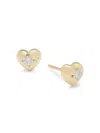 Saks Fifth Avenue Women's 14k Yellow Gold & 0.18 Tcw Diamond Heart Stud Earrings In Yellow Gold
