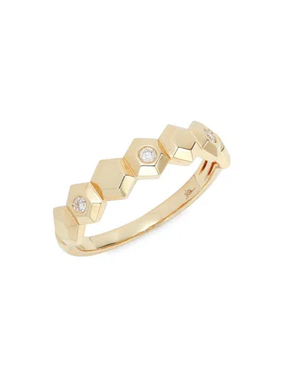 Saks Fifth Avenue Women's 14k Yellow Gold & 0.18 Tcw Diamond Hexagon Ring