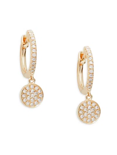 Saks Fifth Avenue Women's 14k Yellow Gold & 0.18 Tcw Pavé Diamond Circle Huggie Earrings