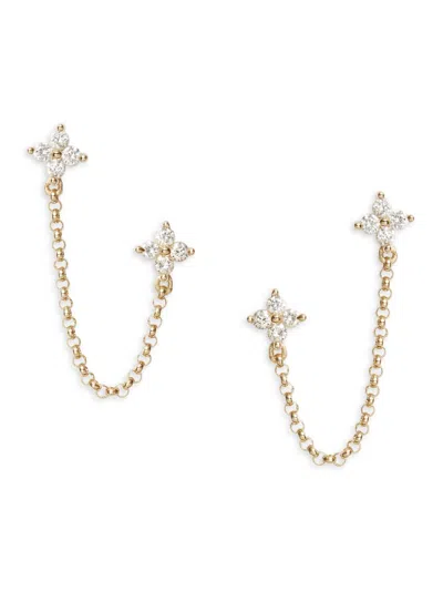Saks Fifth Avenue Women's 14k Yellow Gold & 0.19 Tcw Diamond Double Piercing Earrings