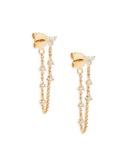 Saks Fifth Avenue Women's 14k Yellow Gold & 0.196 Tcw Diamond Chain Earrings
