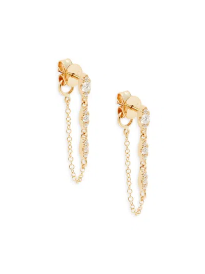 Saks Fifth Avenue Women's 14k Yellow Gold & 0.2 Tcw Diamond Chain Drop Earrings