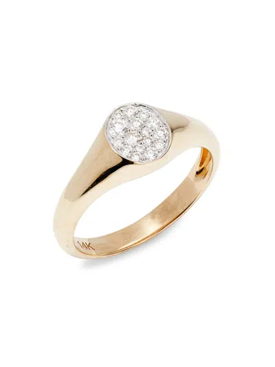 Saks Fifth Avenue Women's 14k Yellow Gold & 0.2 Tcw Diamond Signet Ring