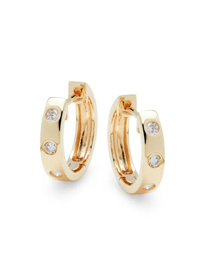 Saks Fifth Avenue Women's 14k Yellow Gold & 0.2 Tcw Diamond Station Huggie Earrings
