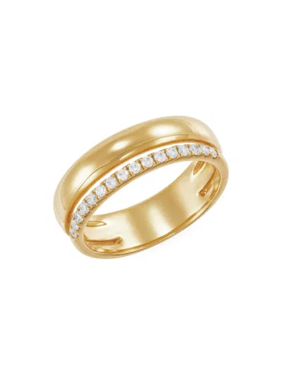 Saks Fifth Avenue Women's 14k Yellow Gold & 0.2 Tcw Lab Grown Diamond Double Band Ring