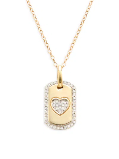 Saks Fifth Avenue Women's 14k Yellow Gold & 0.200 Tcw Diamond Heart Pendant Necklace