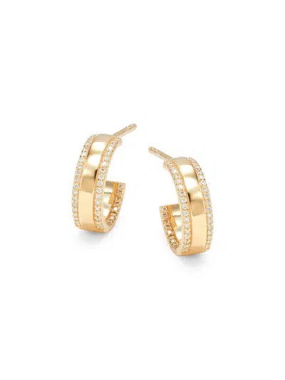 Saks Fifth Avenue Women's 14k Yellow Gold & 0.215 Tcw Diamond Half Hoop Earrings