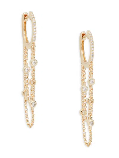 Saks Fifth Avenue Women's 14k Yellow Gold & 0.223 Tcw Diamond Chain Drop Earrings