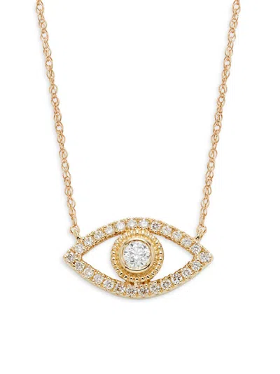 Saks Fifth Avenue Women's 14k Yellow Gold & 0.24 Tcw Diamond Eye Pendant Necklace/18"