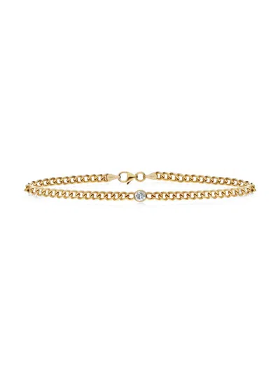 Saks Fifth Avenue Women's 14k Yellow Gold & 0.25 Tcw Diamond 16" Choker Cuban Chain Necklace