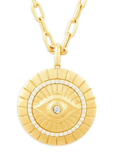 Saks Fifth Avenue Women's 14k Yellow Gold & 0.25 Tcw Diamond Evil Eye Pendant Necklace