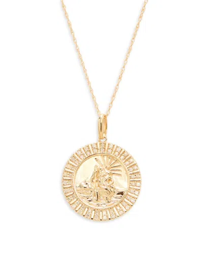 Saks Fifth Avenue Women's 14k Yellow Gold & 0.25 Tcw Diamond Religious Pendant Necklace