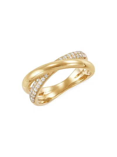 Saks Fifth Avenue Women's 14k Yellow Gold & 0.25 Tcw Lab Grown Diamond Crossover Ring