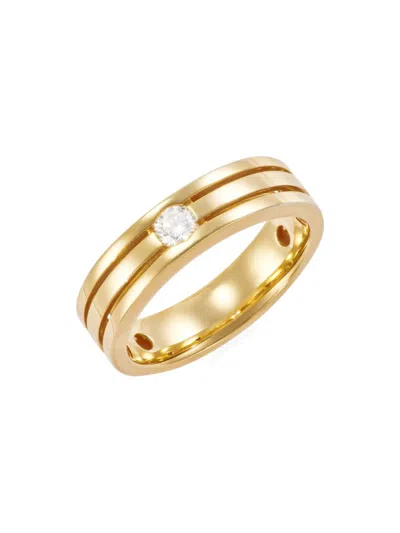 Saks Fifth Avenue Women's 14k Yellow Gold & 0.25 Tcw Lab Grown Diamond Ridged Band Ring