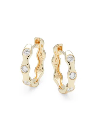 Saks Fifth Avenue Women's 14k Yellow Gold & 0.27 Tcw Diamond Bezel Huggie Earrings