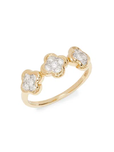 Saks Fifth Avenue Women's 14k Yellow Gold & 0.27 Tcw Diamond Floral Ring