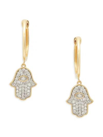 Saks Fifth Avenue Women's 14k Yellow Gold & 0.27 Tcw Hamsa Drop Earrings