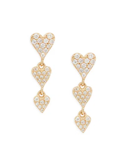Saks Fifth Avenue Women's 14k Yellow Gold & 0.276 Tcw Diamond Heart Drop Earrings