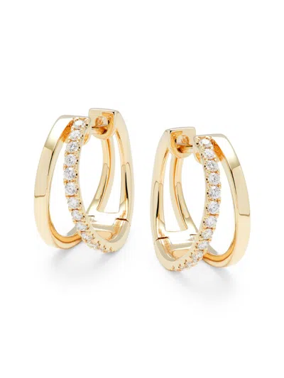 Saks Fifth Avenue Women's 14k Yellow Gold & 0.28 Tcw Diamond Hoop Earrings
