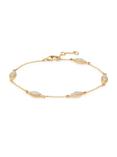 Saks Fifth Avenue Women's 14k Yellow Gold & 0.28 Tcw Natural Diamond Petal Bracelet