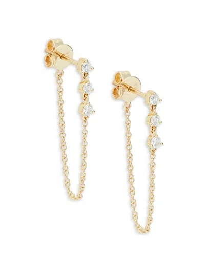 Saks Fifth Avenue Women's 14k Yellow Gold & 0.29 Tcw Diamond Chain Drop Earrings