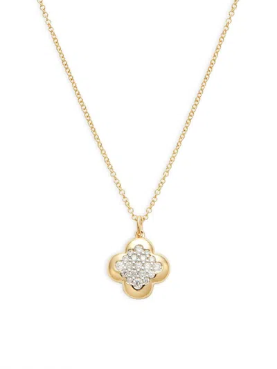 Saks Fifth Avenue Women's 14k Yellow Gold & 0.29 Tcw Diamond Clover Pendant Necklace