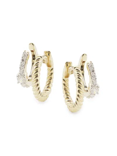 Saks Fifth Avenue Women's 14k Yellow Gold & 0.30 Tcw Lab-grown Diamond Huggie Earrings