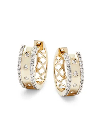 Saks Fifth Avenue Women's 14k Yellow Gold & 0.33 Tcw Diamond Huggie Earrings