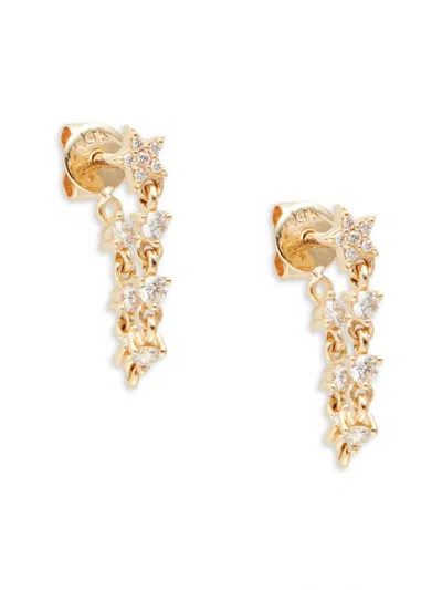 Saks Fifth Avenue Women's 14k Yellow Gold & 0.35 Tcw Diamond Mini Star Chain Back Earrings