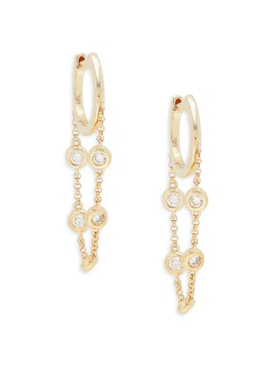 Saks Fifth Avenue Women's 14k Yellow Gold & 0.356 Tcw Diamond Chain Drop Earrings