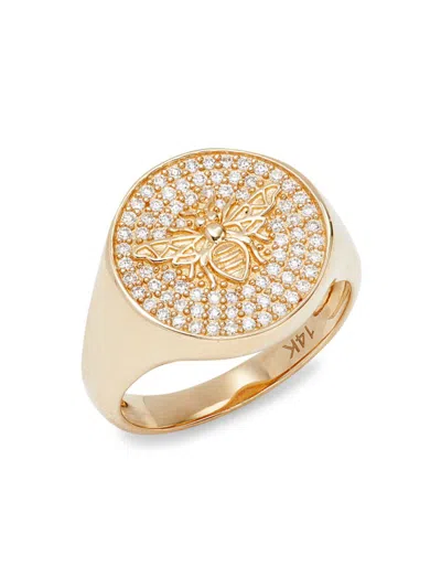 Saks Fifth Avenue Women's 14k Yellow Gold & 0.36 Tcw Diamond Bee Signet Ring