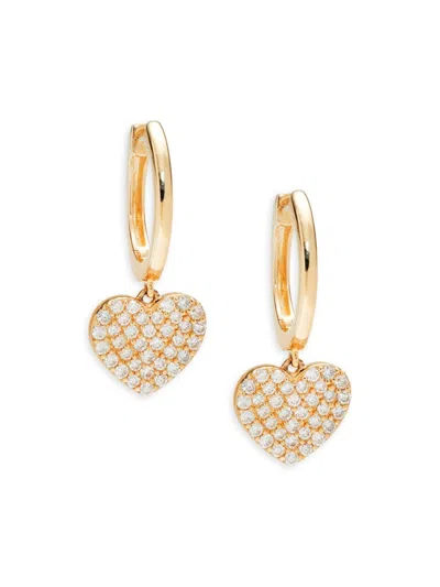 Saks Fifth Avenue Women's 14k Yellow Gold & 0.384 Tcw Diamond Heart Drop Earrings