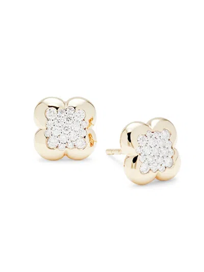 Saks Fifth Avenue Women's 14k Yellow Gold & 0.39 Tcw Diamond Clover Stud Earrings