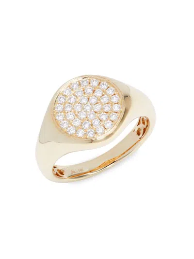 Saks Fifth Avenue Women's 14k Yellow Gold & 0.4 Tcw Diamond Signet Ring