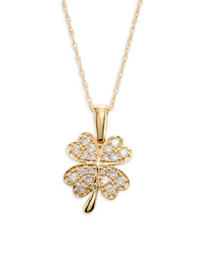 Saks Fifth Avenue Women's 14k Yellow Gold & 0.40 Tcw Diamond Floral Pendant Necklace