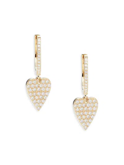 Saks Fifth Avenue Women's 14k Yellow Gold & 0.416 Tcw Diamond Heart Drop Earrings
